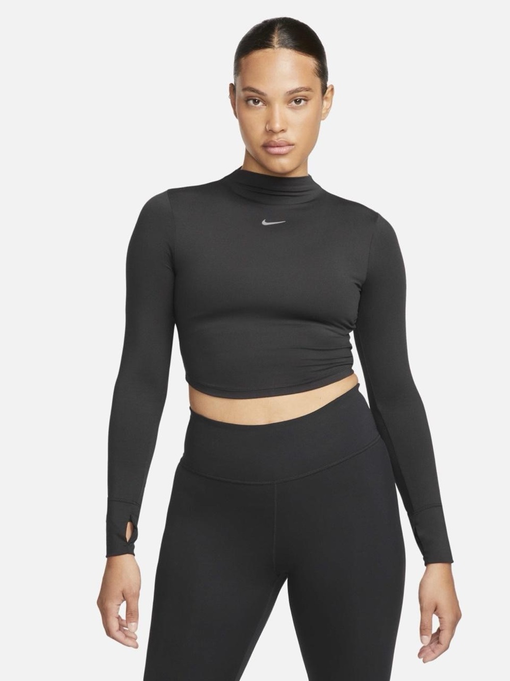 Nike Dri-FIT One Luxe black long sleeve crop top L